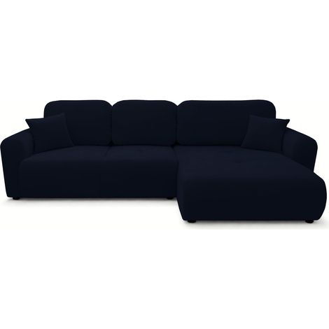 Selsey Olido - L-Form Eckschlafsofa mit Bettkasten, marineblauer Velours (1/5)