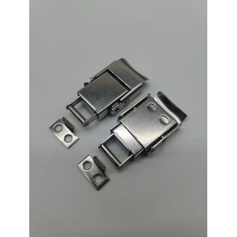 royaluxe -4PCS Loquet à Bascule en Acier Inoxydable, Fermeture à Levier Fermoir à Ressort pour Caisse Boîtes Coffret, Argent, (1/3)