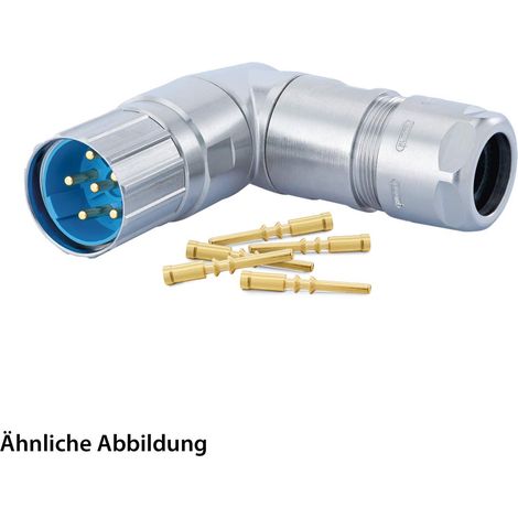 HUMMEL SET inkl. Kontakte M23 Leistung Kabelsteckverbinder, Crimpeinsatz gewinkelt Polzahl 3+5+PE, Stift drehbar Klemmbereich 7,0mm - 12,0mm - 1 Stück
