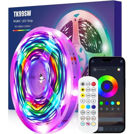 Bande LED, 6 m, RGB, pour la décoration de meubles, téléviseurs, étagères et environnements intérieurs, format pratique.-AquaForge (1/5)