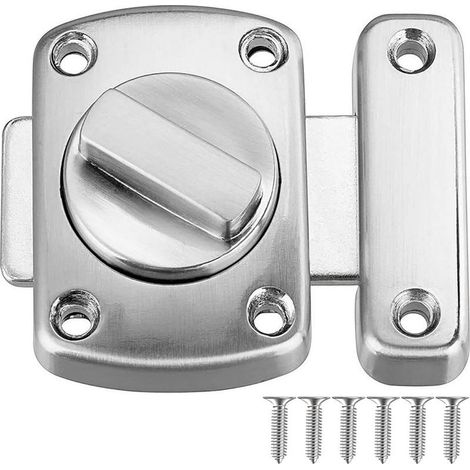 Litensh loquet verrou de porte de salle de bain de fenêtre de cabinet pivotant verrou de sécurité à loquet et WC loquet acier inoxydable brossé verrou (Argenté, 55 mm) (1/5)