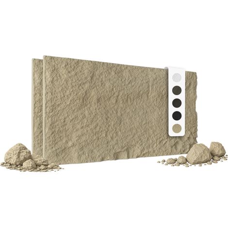 HEXIM 3D Steinoptik PU Wandpaneele 120x60cm Stone Wandverkleidung Bruchstein Felsen Platten Stein: A002-15  Beige, 2 Paneele