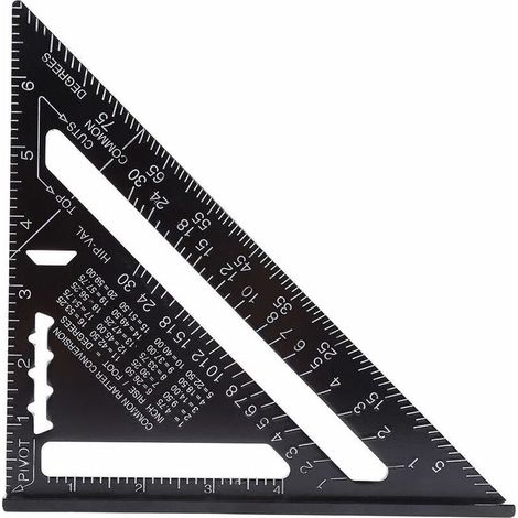 7 pouces métrique/impériale Équerre d'aluminium outil Triangle Règle rapport d'Angle haute précision mesure outils avec finition oxyde Noir pour Menuisier charpentier (1/5)
