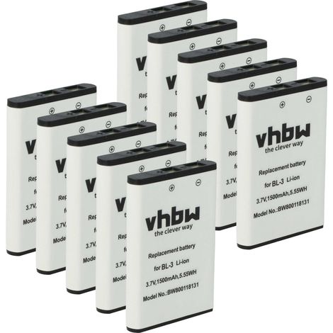 vhbw 10x Akku kompatibel mit Weierwei UV3R Funkgerät, Walkie Talkie (1500 mAh, 3,7 V, Li-Ion)