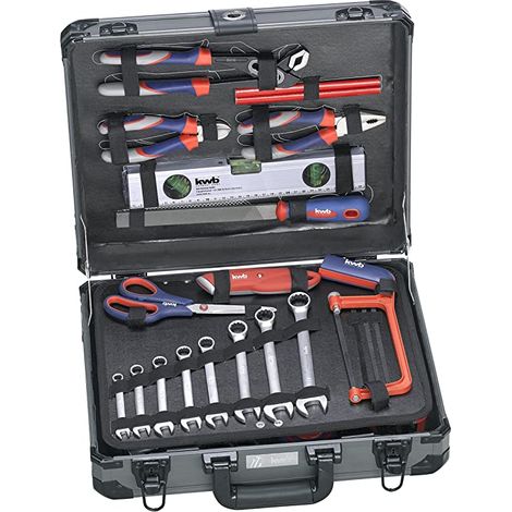 KWB  Caja Herramientas 51 pcs  Maleteti­n de Herramientas Portatil  Destornillador  Martillo  Juego completo de Alicates y Llaves  Herramientas para Reparaciones Diarias Para Hogar y Oficina