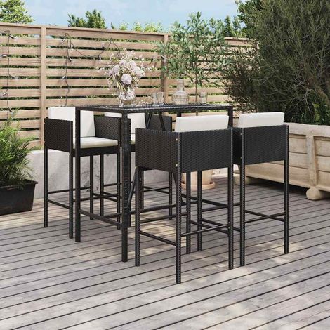 vidaXL Ensemble de bar de jardin 5 pcs avec coussins noir poly rotin (1/5)