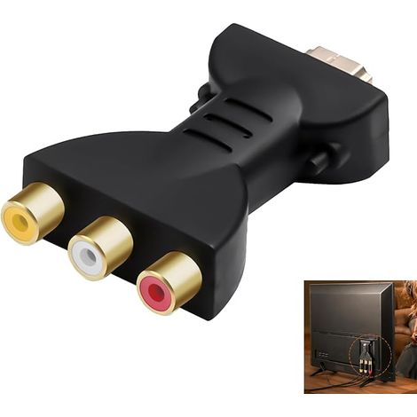 Adaptateur HDMI vers RCA, Adaptateur HDMI 3 RCA Convertisseur AV Composite vers CVBS, Sortie Vidéo Audio pour TV Ancienne Projecteur Moniteur, Compatible 1080P 720P avec Connecteurs Rouge Blanc Jaune (1/5)