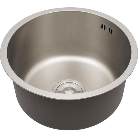 Rundspüle Edelstahlspüle Campingspüle Durchmesser 41cm Edelstahlspüle Einbauspüle Aufbauspüle Spülbecken Spüle Küchenspüle Einschüsselige Moderne Waschbecken Küche mit Filter und Kanalisation