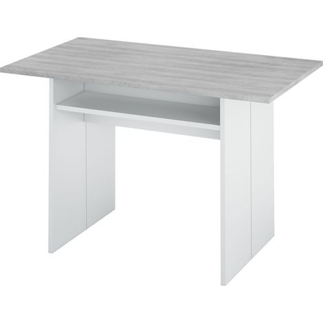 Table escamotable, blanc artic/béton - Dim : 75 x 120 x 35 cm -PEGANE-