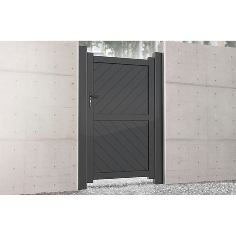 Pedestrian Gate 1000x2000mm Grey - Diagonal Solid Infill and Flat Top