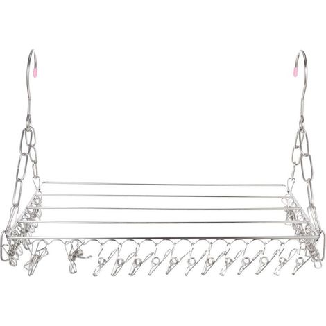Etendoir Chaussette, Cintre de séchage en Acier Inoxydable avec 36 Clips à L’épreuve du Vent Étendoir à Linge à Suspendre pour Chaussettes, sous-vêtements, Vêtements,Serviettes
