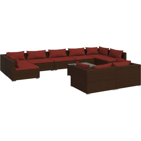 Maison Exclusive - 10-tlg. Garten-Lounge-Set mit Kissen Braun Pol (1/5)