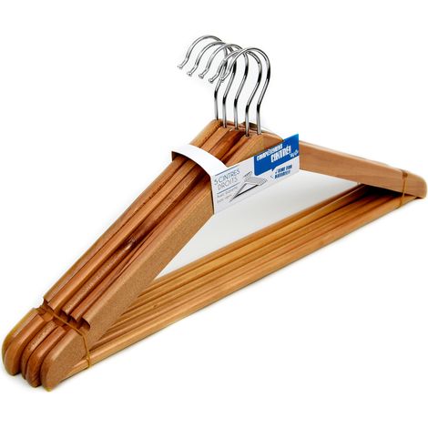 Gerade Kleiderbügel mit Holzklammer, Packung zu 5