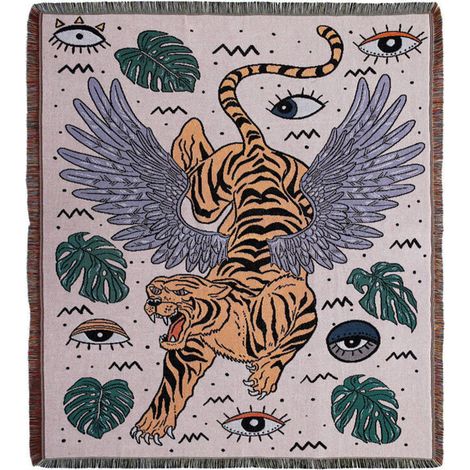 160 x 130 cm, couverture tricotée à motif tigre, décorée de franges, style bohème, simple, douce et confortable, protège du froid, pour canapé, fauteuil, repos et sieste (1/4)