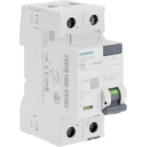 Siemens Interruptor Diferencial blanco seguridad eléctrica (1/2)