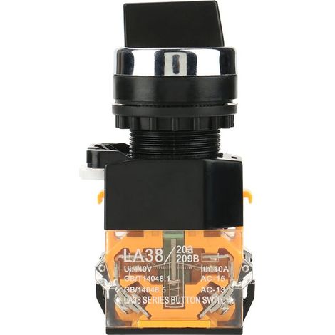 La38-11X22 22Mm Interrupteur Momentané 2 Positions Sélecteur Automatique Rouge Avec Vis De Fixation Pour Panneau De Contrôle Industriel. (1/5)
