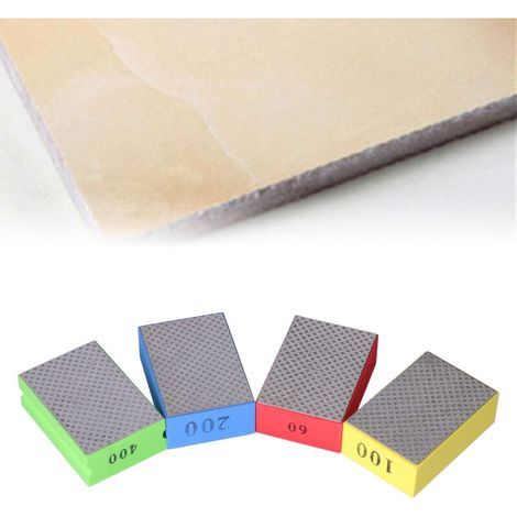 Diamond hand polishing pads, 4 pieces, for cutting tile and stone, deburring, grit 60 100 200 400 (1/5)