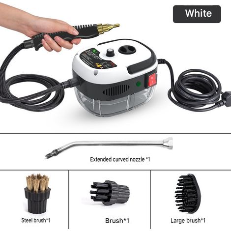 Nettoyeur vapeur haute pression portatif, 2500 W, avec têtes de brosse, compatible avec la cuisine, la salle de bain et la voiture (blanc) (1/5)
