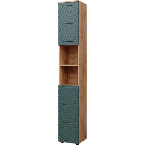 Armoire de salle de bain Irma, Chêne de force doré, 30 x 192 cm, Vicco