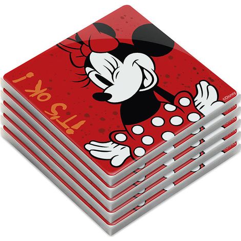 Disney Minnie Mouse I Am set sottobicchieri plastica rosso 5 pezzi