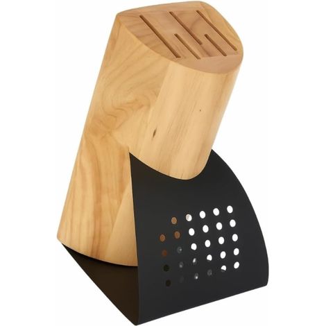 Bloc Porte-Couteaux Universel en Bois avec Base Antidérapante – Support Incliné pour 5 Couteaux – Design Moderne et Élégant (1/5)