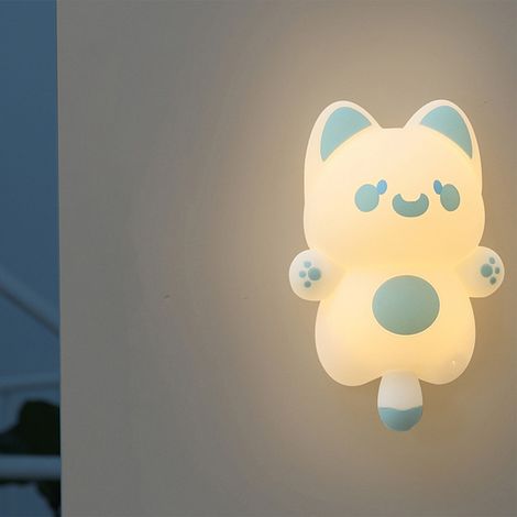 Dudu Meow Silikon-Nachtlicht, Geschenk fürs Schlafzimmer, kreative Nachttischlampe zum Stillen und für Babys, farbiges Anti-Tap-Licht, hellblau – Standardmodell (1/5)