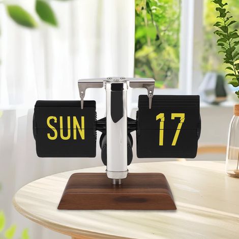 Orologio a ribalta automatico 2600mAh Quadrante 12 ore Numeri grandi Stile retrò minimalista di lusso Orologio digitale da tavolo a ribalta Decorazione per casa, ufficio, bar 200x160mm Orologio digita (1/4)