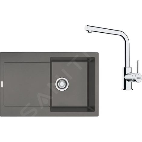 Franke - Set de cuisine G259ŠK, évier en fragranit MRG 611 + robinet FS 3230.031, gris pierre / chrome 114.0700.722 (1/4)