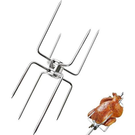 Fourchettes de Rôtisserie 18.5x10.5cm Pince À Viande pour Tournebroche Universelles Pince à Viande avec Vis de Blocage pour Tournebroche en Acier Inoxydable Fourchette Tourne pour BBQ (1/5)