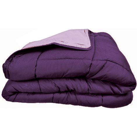 Couette chaude microfibre bicolore 400 gr/m2 Violet parme 240x260 cm