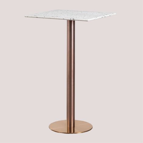 Tavolo Alto Quadrato in Terrazzo (60x60 cm) Malibu SKLUM         Oro Rosa   