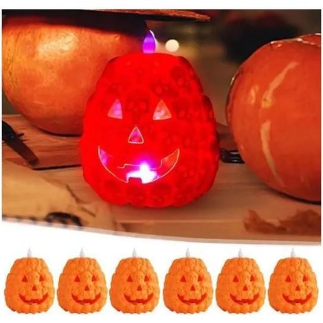 6 Pièces Citrouille Décoration LED,Citrouille Lumineuse Halloween,Décoration Citrouille halloween,lumière Multico KIT DE DECORATION (1/5)