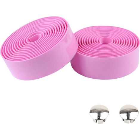 paire de ruban de guidon de vélo avec embouts, en mousse de caoutchouc élastique antidérapante, compatible avec la plupart des vélos.-Pink