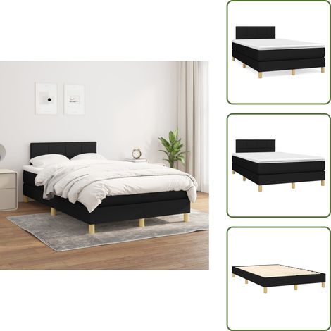 Letto con materasso a molle insacchettate - vidaXL Giroletto a Molle con Materasso Nero 120x200 cm in Tessuto - Letto con materasso morbido