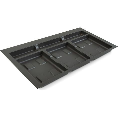 Emuca Base per contenitori per cassetti da cucina Recycle, 3 scomparti, modulo 800 mm, Grigio antracite Tecnoplastica (1/5)