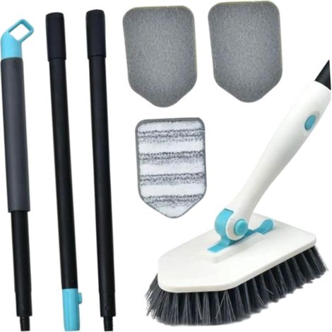 4 brosses WC, microfibre, blanc, long manche, poils durs (1/5)