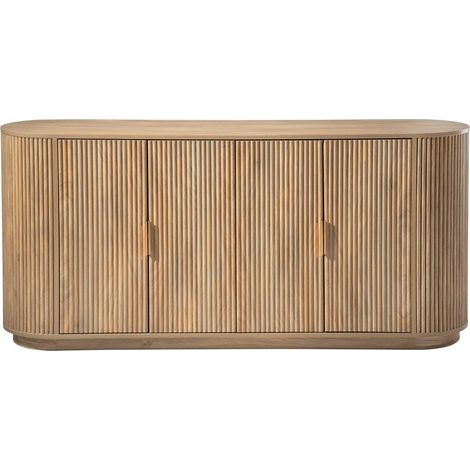 CALICOSY - Buffet 4 portes effet chêne façades lames arrondies L160 cm - ACHILLE