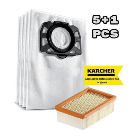 Convient aux sacs filtrants à peluches Kärcher WD 4, WD 5, WD 6, WD 4290 / 5200 M / 5300 M / 5600 MP (10PCS) Le sachet filtre (1/4)