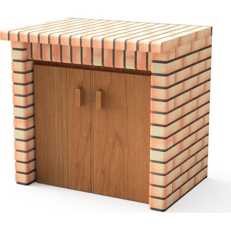 MOVELAR - Module Portes Luxor pour Barbecue en Béton Préfabriqué (Gris, orange - 94 x 70 x 70 cm) - Usage Extérieur