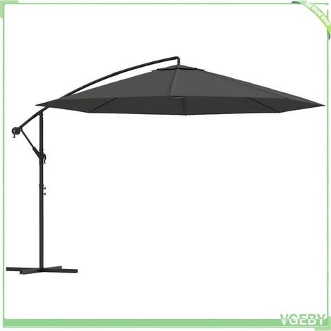 Parasol de jardin (mât déporté) - FAFEICY - 44505 - 350 cm - anthracite - inclinable à manivelle (1/5)