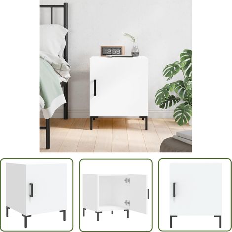 The Living Store Table de chevet blanc 40x40x50 cm bois d’ingénierie - Table De Chevet - Meuble De Chambre - Armoire De Chevet - Commode - Design Moderne (1/5)