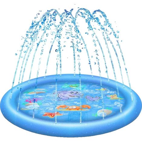 Piscine pour animaux, Tapis de pulvérisation d'eau gonflable, Tapis rafraîchissant, Bleu clair, 100x100cm (1/2)