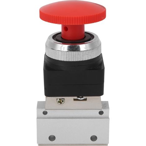 Bouton champignon mécanique MOV-03EB, filetage G1/8, valve pneumique 2 voies à commande manuelle pour air comprimé (1/5)
