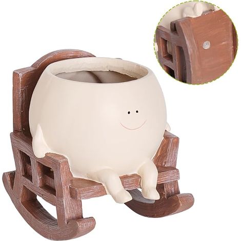 Pot de fleurs en résine avec tête de fleur souriante, idéal pour plantes d'intérieur et d'extérieur. Pot original en forme de faut (1/5)