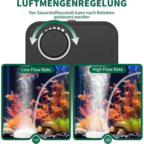 Pompe à Air Aquarium Ultra Silencieuse Compresseur d'Air avec Débit Réglable Double Sortie Bulleur d'Oxygène pour Bassin et Aquarium