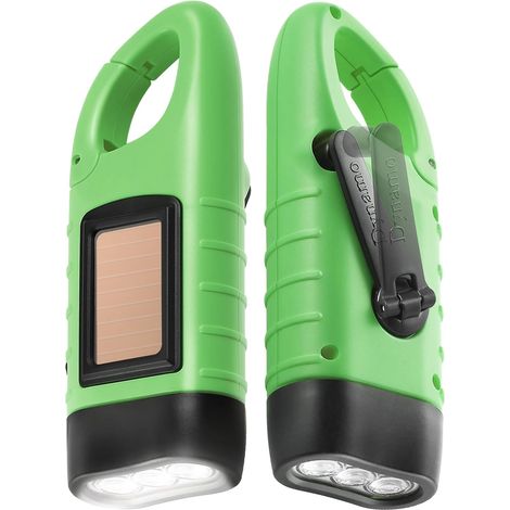 Lampe de Poche Solaire Lot de 2 Torche LED Solaire & Manivelle Flashlight Rechargeables Les Activité en Plein Air Lampe d'urgence (1/5)