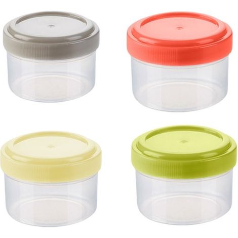 Set di mini contenitori per alimenti, 4 piccoli contenitori con coperchio per yogurt, salse, ecc. 4 pezzi (multicolore, 3,5 cm) (1/5)