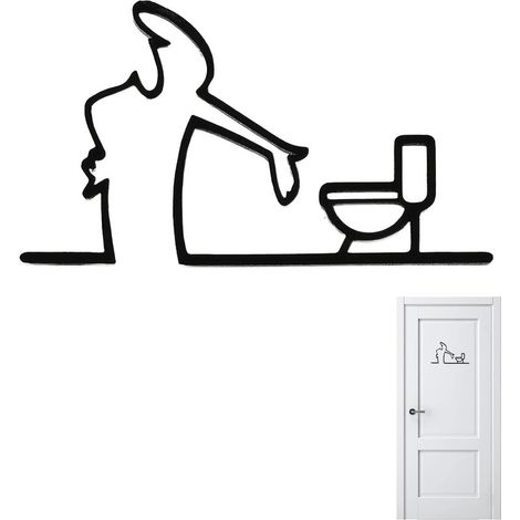Stickers WC Humoristiques 15.8x8.2 cm - Signalétique Toilettes Autoadhésive pour Intérieur/Extérieur, Plaque de Propreté avec Décoration Salle de Bain pour Restaurant Bureau École (1/5)