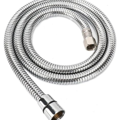 Flexible de douche en acier inoxydable brossé 4/4", flexible de douche de salle de bain, flexible de douche avec embout en acier à double boucle