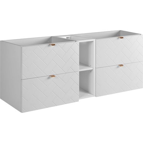 Mobile da bagno, Bianco Opaco, 140 x 57 x 46 cm, Maniglie Dorate (1/5)